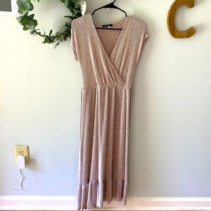 Brand new T-JMAXX midi dress Size small Beige and cream colored Ruffle hemline